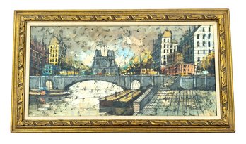 Signed M Rossi Large Vintage Italian Canal Cityscape Impressionist Oil Painting