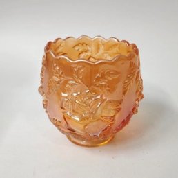 Dugan Marigold Carnival Glass Vintage Wreath Of Roses Small Bowl