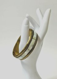 Vintage MOP & Brass Bangle Bracelet
