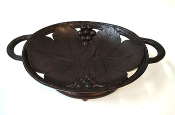 Antique Black Forest Vine Leaf And Grape Music Box / Fruit Bowl