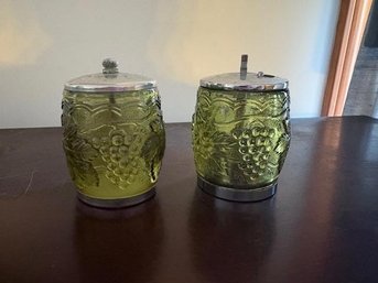 Vintage George Thompson Green Grape Glass Salt & Pepper Mill