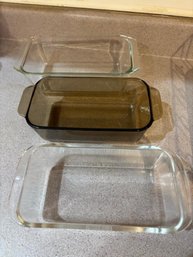 3 Pyrex Glass Loaf Pan Dishes