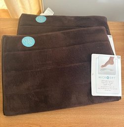 Set Of 2 Brown Memory Foam Bath Mats