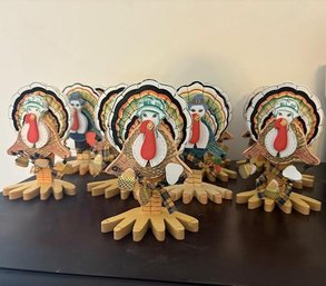 Decorative Wooden Turkey Figures
