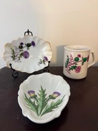 Assorted Items With Purple Thistle Patterns