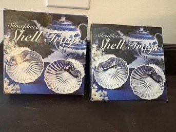 2 Sets Of 2 Silverplated Shell Trays