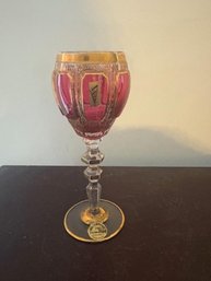 Steiner & Vogel Bohemian Cranberry Glass Wine Goblet