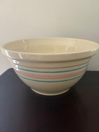 Vintage Ovenware Mixing Bowl With Pink And Blue Stripes