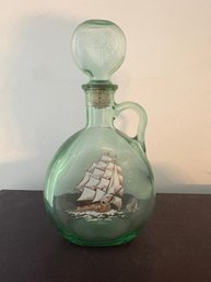 Vintage Green Glass 1849 Old Fitzgerald Flagship Decanter