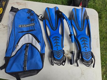 US Divers Adult Scuba Fins And Snorkel In Carry Tote