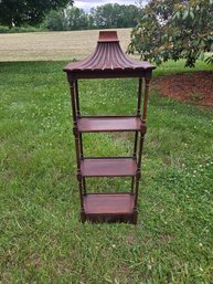 Really Nice 38' Wooden Wall Shelf With Ornate Roof