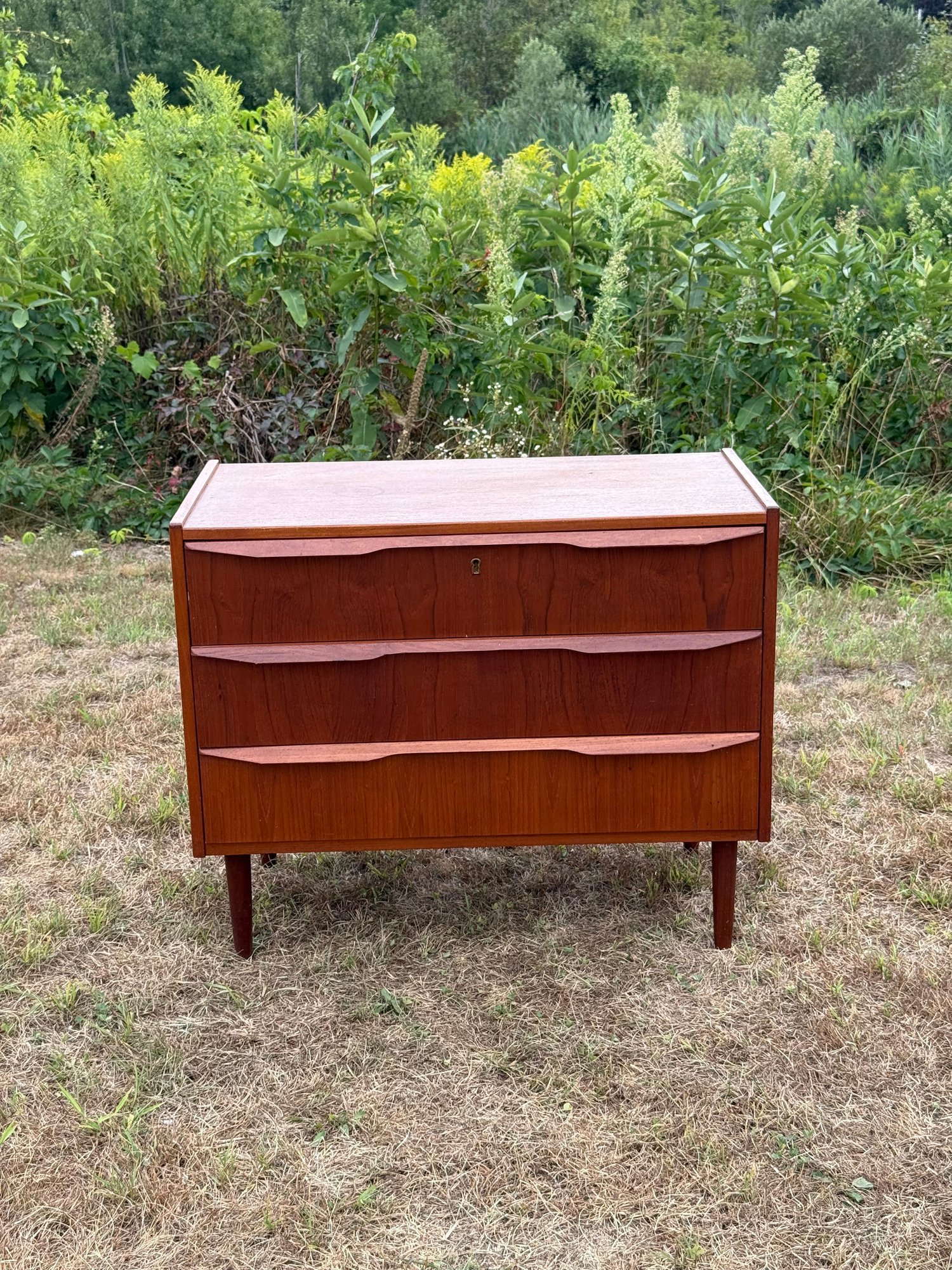 Stand Signed Mid-century Three Drawer Stand Signed Denmark #3619 | Auctionninja.com