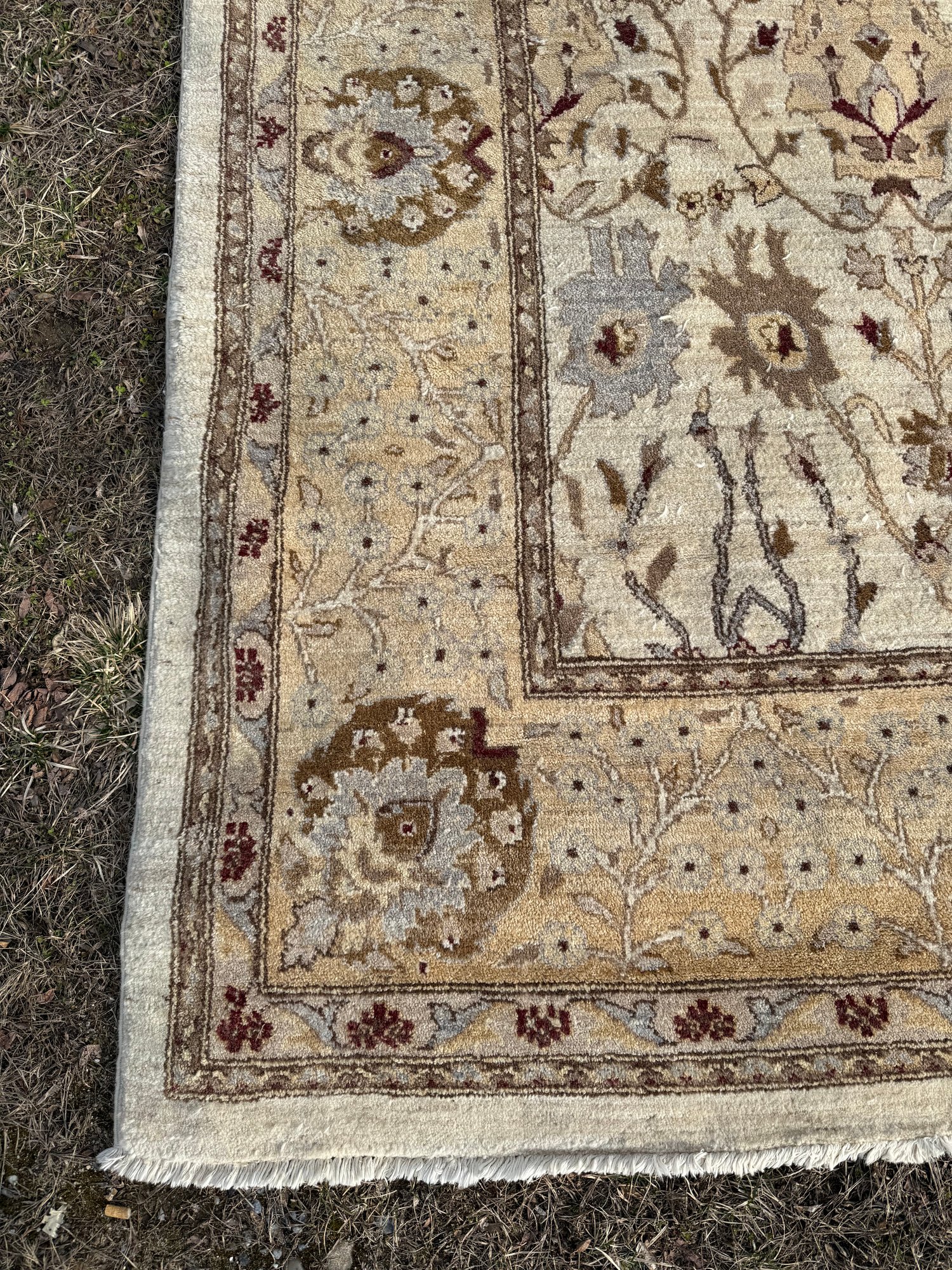 Large Vintage Cream Color Oriental Rug #2918 | Auctionninja.com