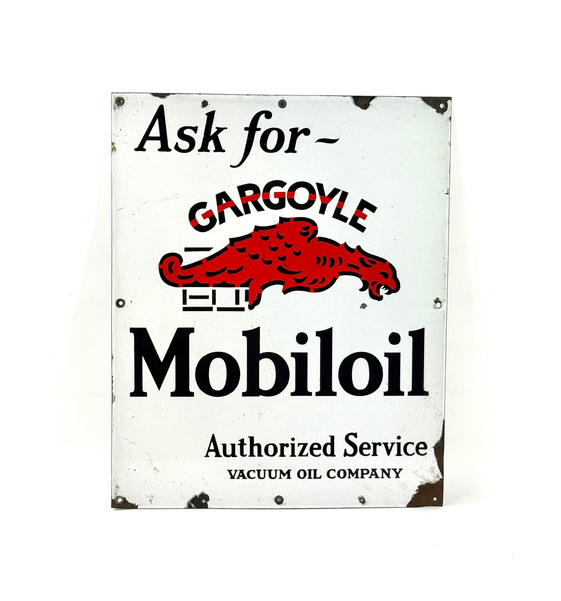 Gargoyle Mobile Porcelain Sign #3342 | Auctionninja.com