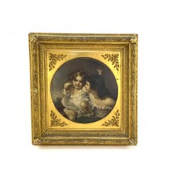 19th Century Oil On Board Of Two Young Girls.