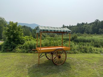 Beautiful Wagon Wheel Flower Cart With Canvas Top