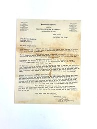 1924 Endorsement Letter From The United States Marshals Paris, Texas