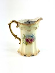 Antique S F & Co Royal Devon Pitcher With Metal Lid