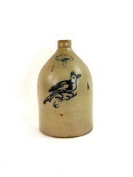 Antique West Troy, New York Bird Stoneware Jug