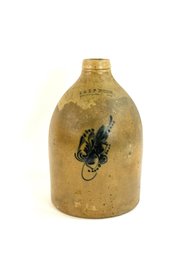 Antique Stoneware Jug Signed E&LP  Norton, Bennington, Vermont