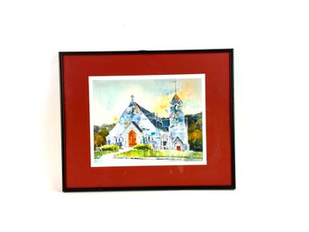 Hand Signed Peter Huntoon Print Of Church In Proctor, VT