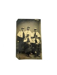 19th Century Tin Type Men With White Hats And Shoulder Covers