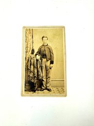 19th Century Civil War CDV Of Young Man Posing Next To Table
