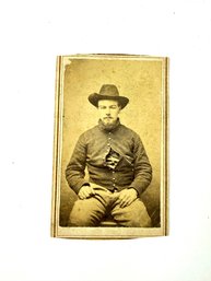 19th Century Military Photo Of Man With Open Jacket