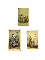 Three Antique CVDs Of Women And Children