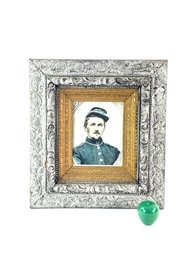 Large Civil War Framed Picture Of Officer