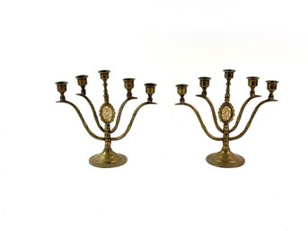 Two Vintage Brass Candelabras