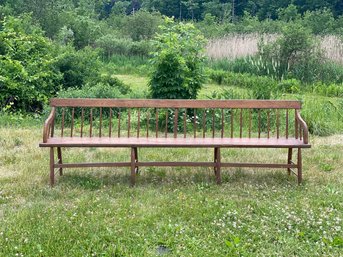 19th C. Hand Carved Pine Deacon Bench From Rutland, VT Court House