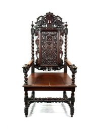 Large Carved Chinese Style Arm Chair