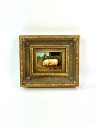 Contemporary Oil On Board Of Pig