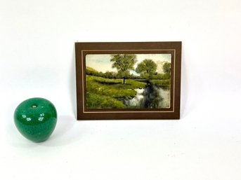 Small Oil On Cardboard Of Country River Scene
