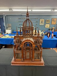 Impressive Antique Wooden Bird Cage