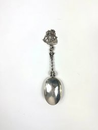 Antique Sterling Silver European Spoon With Ship Handle
