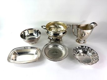 Group Of Six Large Decorative Silver Plated Items