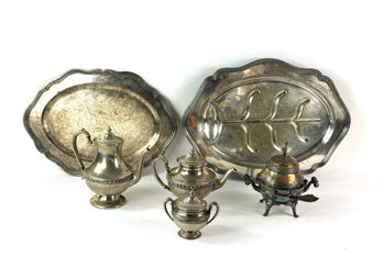 Group Of Six Antique Silver Plated Pieces