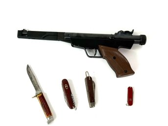 Group Of Knifes And German Air Gun