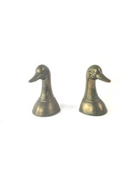 Pair Of Vintage Brass Duck Head Bookends