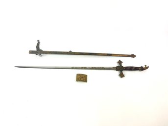 19th Century Knights Of Columbus Decorated Dress Sword With Belt Buckle