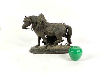 Antique Metal Horse Clock Topper Signed Ansonia