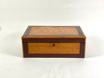 Antique Wooden Bible Box With Carving  Inside Lid