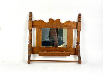 Victorian Wooden Hanging Shaving Mirror