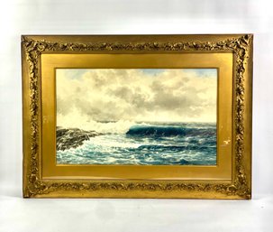 19th C. Large Watercolor Of Ocean By Henry Newell Cady (1849-1935)