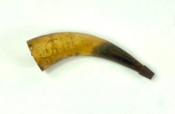 Antique Scrimshaw Powder Horn