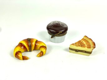 Vintage Hand Painted Limoges Porcelain Trinket Boxes By Dubarry In The Shape Of Food
