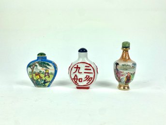 Three Vintage Snuff Bottles