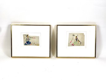 Two Vintage Native American Drawings On Paper